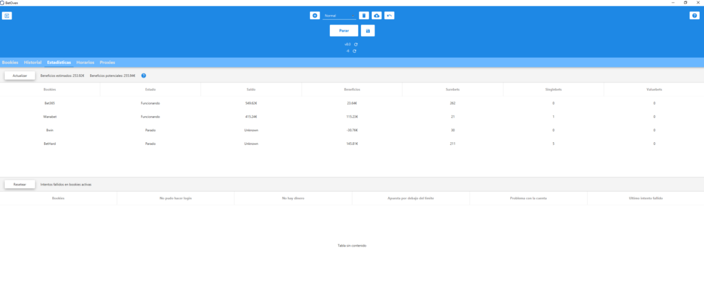 statistics section in betoven