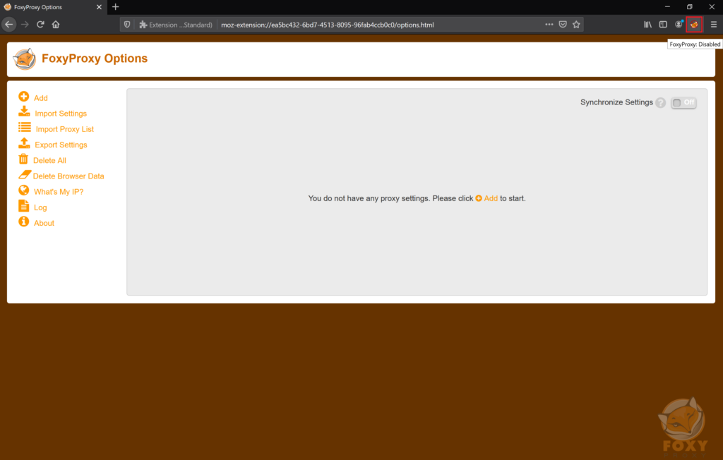 foxy proxy settings