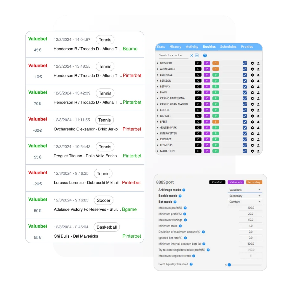 immagine dell’interfaccia IA tipster BetOven mentre effettua scommesse di valore