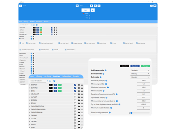 Varias interfaces de configuracion de BetOven