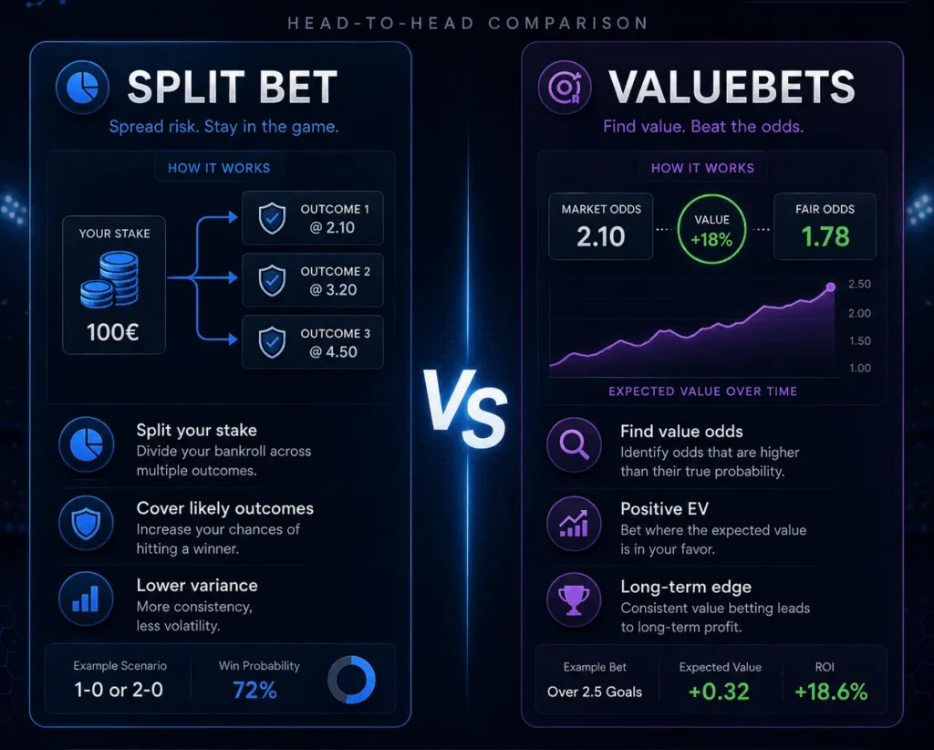 comparando la estrategia de splitbet frente a valuebets