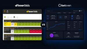 Comparativa visual: captura pública de la app de WinnerOdds frente al panel de estadísticas de BetOven